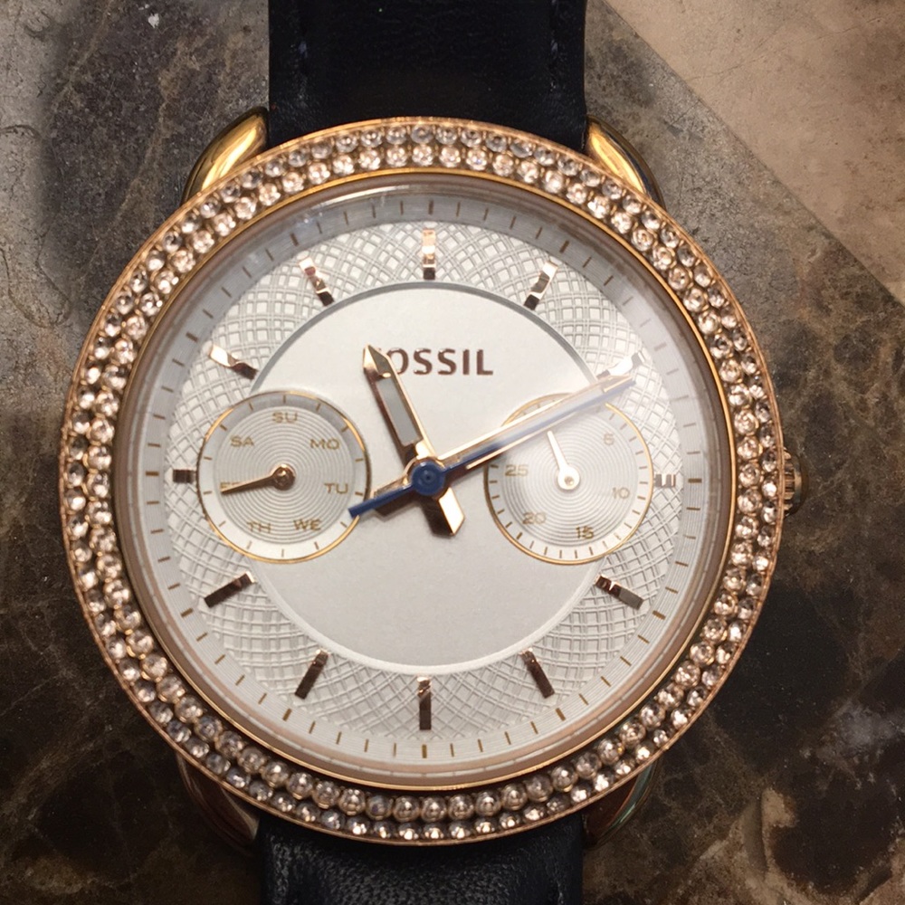 Tailor Multifunction Navy Leather Watch
